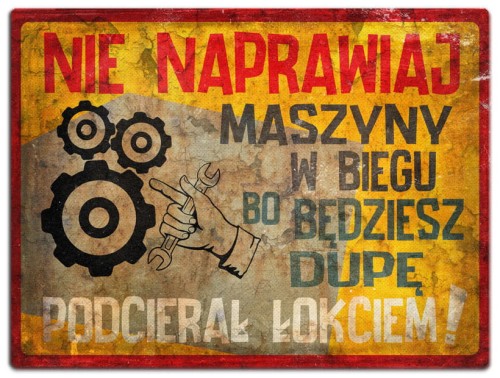 Tabliczka Retro PRL - Naprawa maszyny