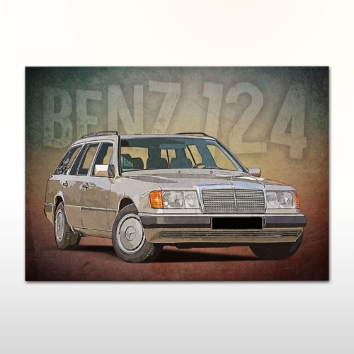 Plakat retro Mercedes Benz W124