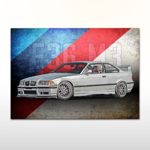 Plakat retro BMW E36 M3