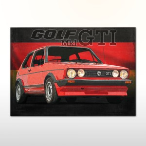 Plakat retro Volkswagen Golf Mk 1 GTI