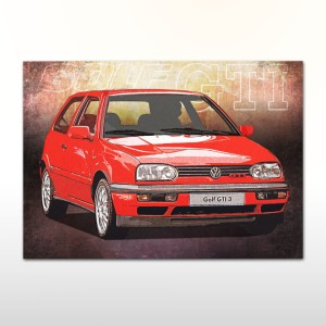 Plakat retro Volkswagen Golf Mk 3 GTI
