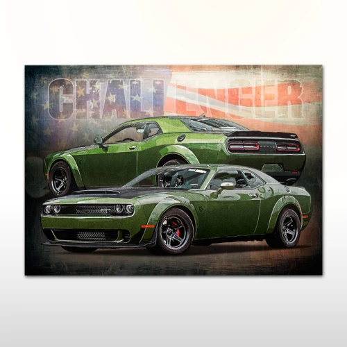 Plakat retro Dodge Challenger Demon