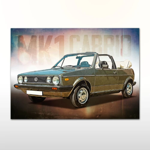 Plakat retro Volkswagen Golf Mk 1 Cabrio