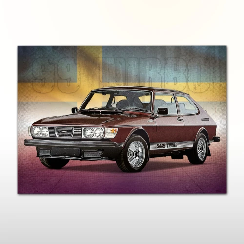 Plakat retro Saab 99 Turbo