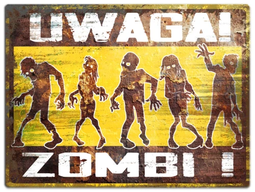 Tabliczka Retro PRL - Uwaga! Zombi!
