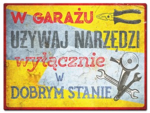 Tabliczka Retro PRL - Narzędzia w garażu